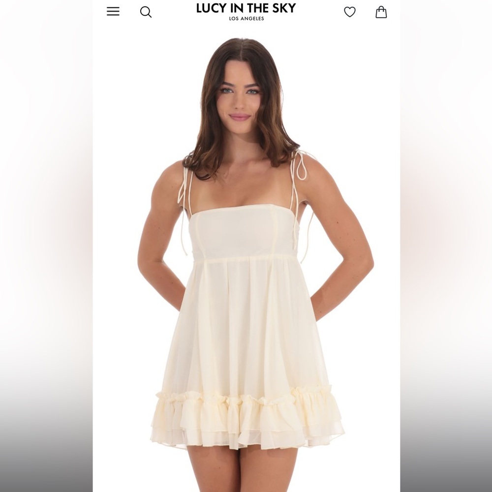 Lucy in the Sky Cream Dress with Tie Straps
